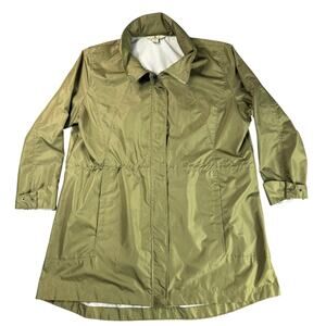 Vintage Woolrich Womens Hooded Rain Jacket Green Full Zip Lightweight Coat 2XL